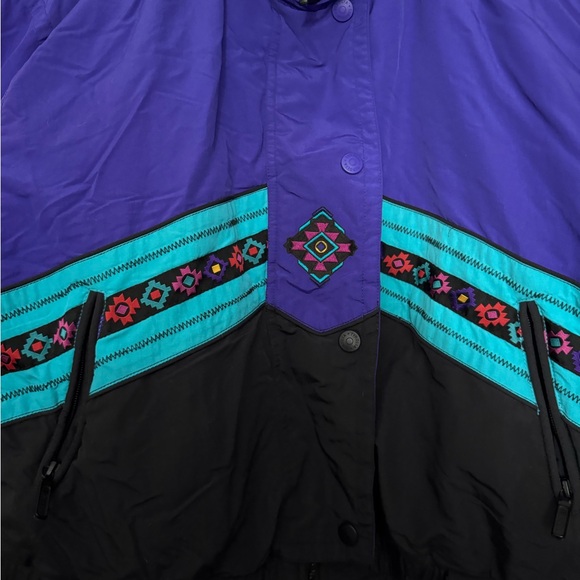Vintage 90s Y2K Tyrolia Aztec Skiwear Purple Jacket Size 14/XL - Picture 3 of 4